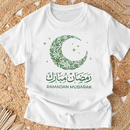 Camiseta Elegant Green Floral Crescent Ramadan Mubarak Arab