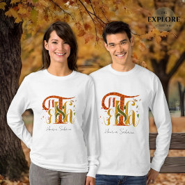Camiseta Elegant Manuscript Thanks Autumn Fall Foliage
