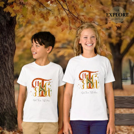 Camiseta Elegant Manuscript Thanks Autumn Fall Foliage Kids