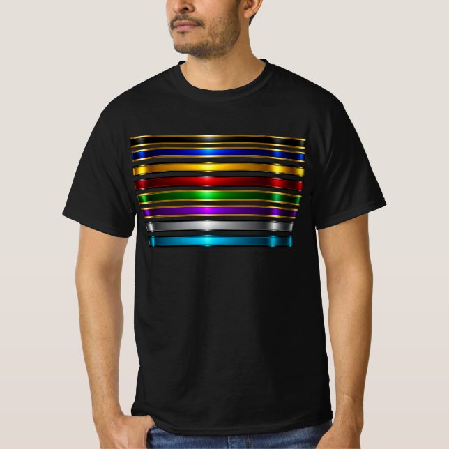 Camiseta Elegant Metallic Gradient Stripes Design (Anverso)