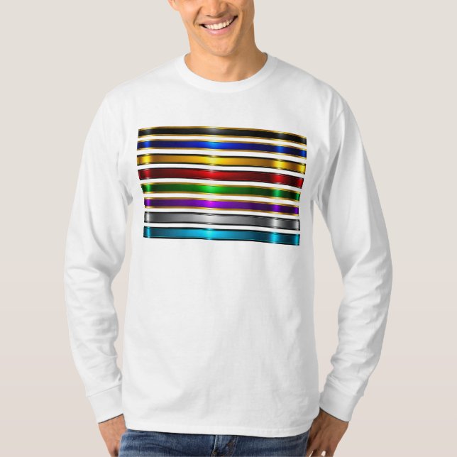 Camiseta Elegant Metallic Gradient Stripes Design (Anverso)