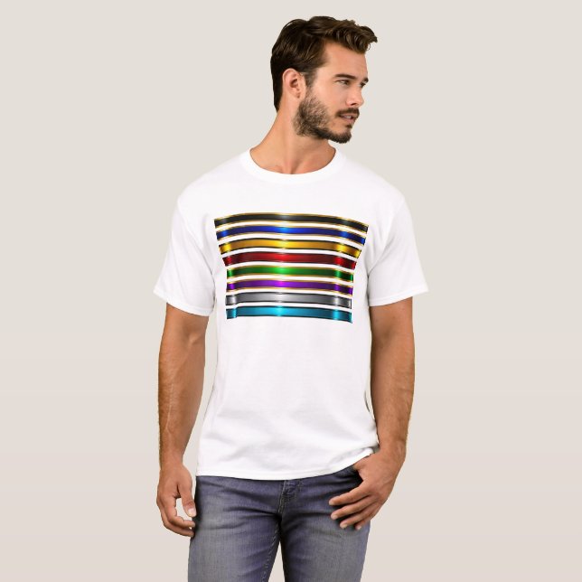 Camiseta Elegant Metallic Gradient Stripes Design (Anverso completo)