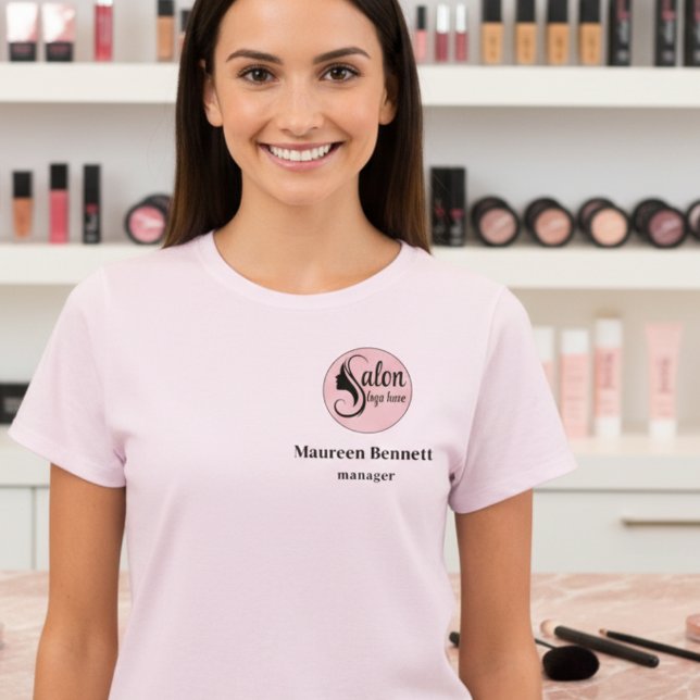 Camiseta Elegant Minimal Pink Makeup Business Employee (Subido por el creador)