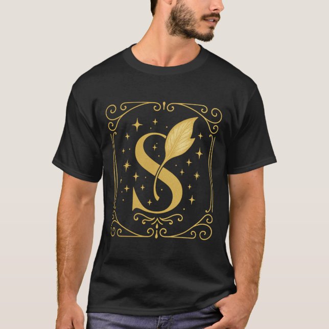 Camiseta Elegant Monogram “S” with Leaf  (Anverso)