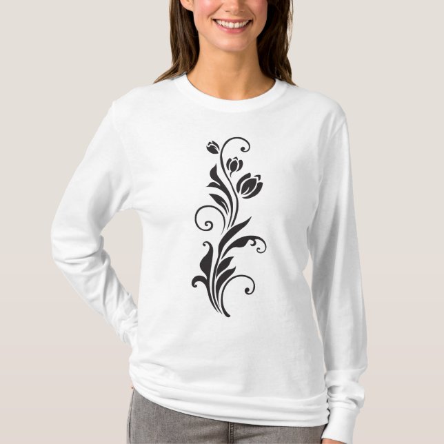 Camiseta Elegant Ornamental Floral Flower Art (Anverso)