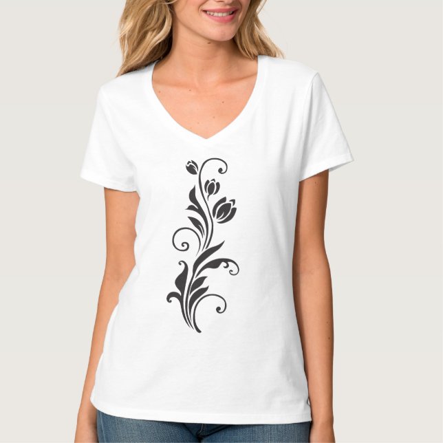 Camiseta Elegant Ornamental Floral Flower Art (Anverso)