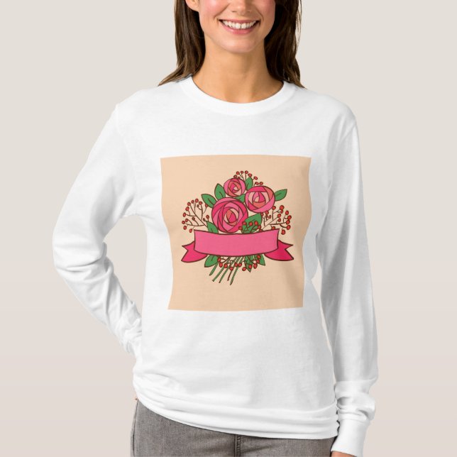Camiseta Elegant Pink Rose Floral Bouquet (Anverso)