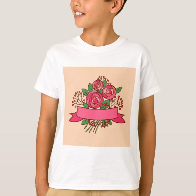 Camiseta Elegant Pink Rose Floral Bouquet (Anverso)
