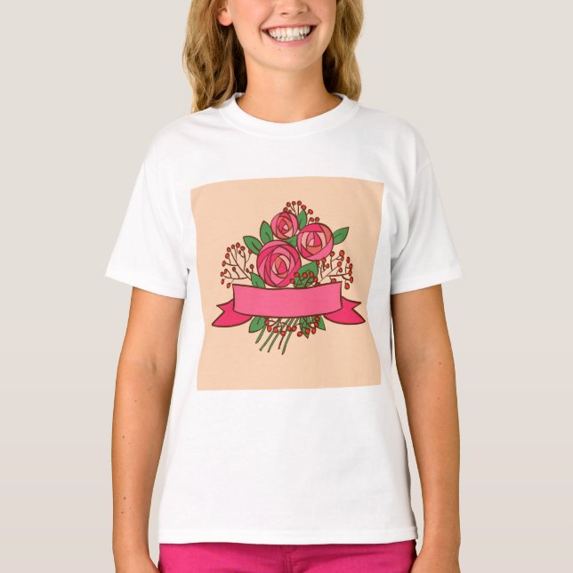 Camiseta Elegant Pink Rose Floral Bouquet (Anverso)
