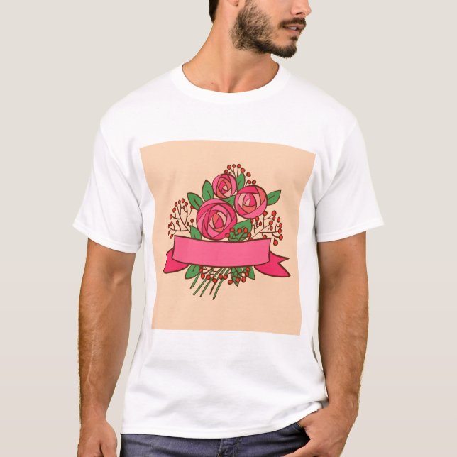 Camiseta Elegant Pink Rose Floral Bouquet (Anverso)