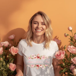 Camiseta Elegant Pink Watercolor Flower T-Shirt