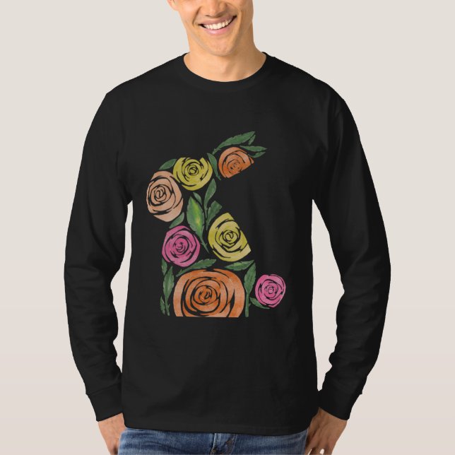 Camiseta Elegant rose garden Easter Bunny Rabbit matching m (Anverso)