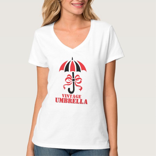 Camiseta Elegant Vintage Umbrella with Ribbon Bow Design (Anverso)