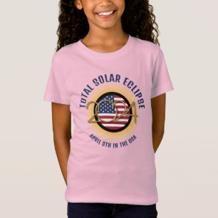 Camiseta Elegante 2024 TOTAL SOLAR ECLIPSE USA Bandera Niño