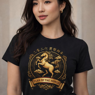 Camiseta Elegante 2026 Año del Caballo Año Nuevo Chino
