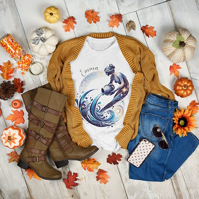 Camiseta Elegante acuarela Aquarius Zodiac Personalizado (Subido por el creador)
