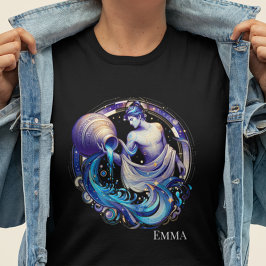 Camiseta Elegante acuarela Aquarius Zodiac Personalizado