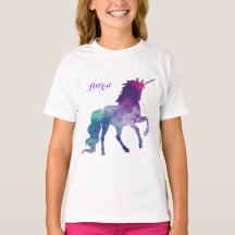 Elegante acuarela azul morado unicornio moderno