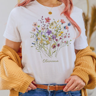 Camiseta Elegante acuarela Flor silvestre Botánica