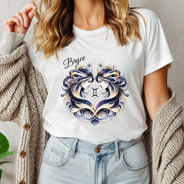 Camiseta Elegante acuarela Gemini Zodiac Personalizado (Subido por el creador)