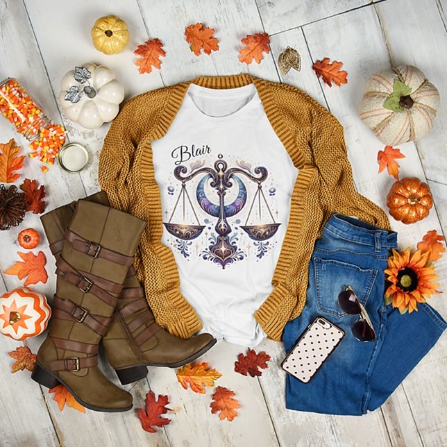 Camiseta Elegante acuarela Libra Zodiac Personalizado (Subido por el creador)