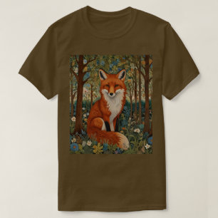 Camiseta Elegante animal retro boho rojo zorro