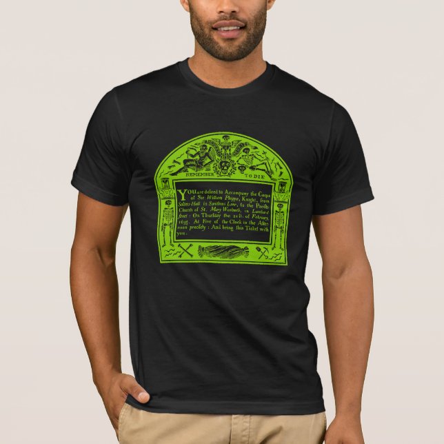 Camiseta Elegante Anuncio de Funeral Inglés del C18 (Anverso)