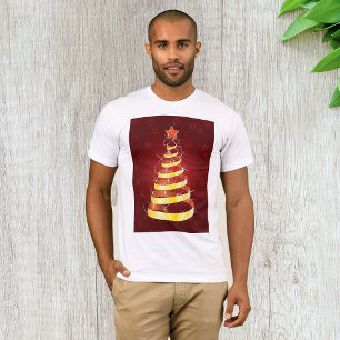 Camiseta Elegante árbol de Navidad con cinta dorada moderna