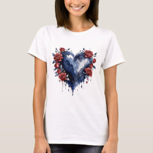 Camiseta Elegante arreglo rosa con follaje dorado