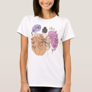 Camiseta Elegante arte de línea de mariposa de hadas