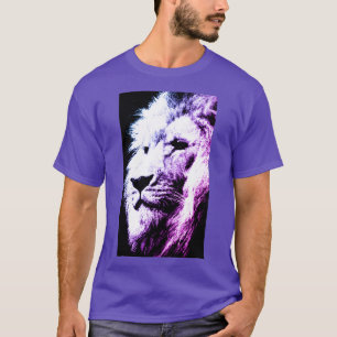 Camiseta Elegante arte pop moderno cabeza de león masculino