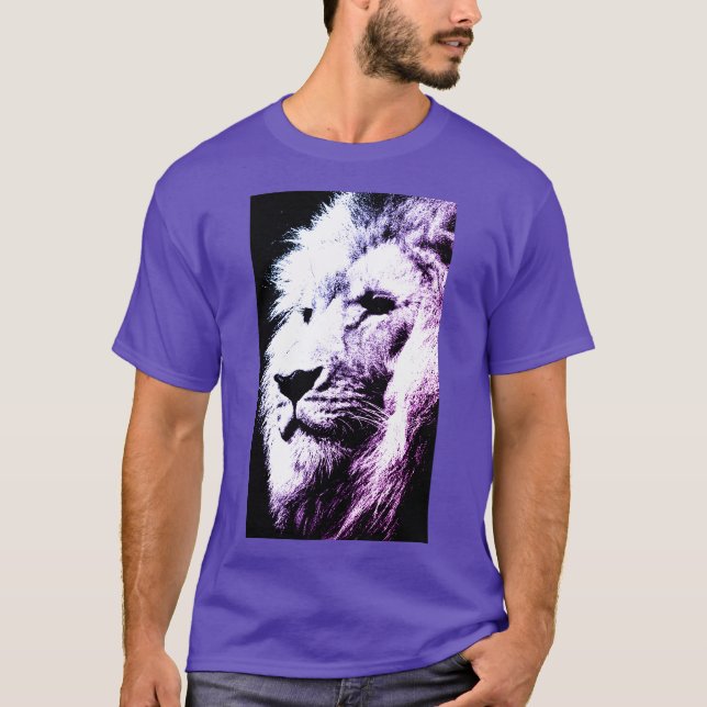 Camiseta Elegante arte pop moderno cabeza de león masculino (Anverso)