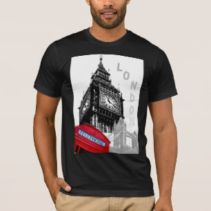 Camiseta Elegante Big Ben Clock Tower Teléfono rojo Londres