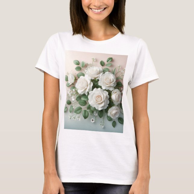 Camiseta Elegante Boda de rosas blancas (Anverso)