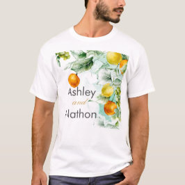 Camiseta Elegante Boda de verano floral y acuarela de fruta