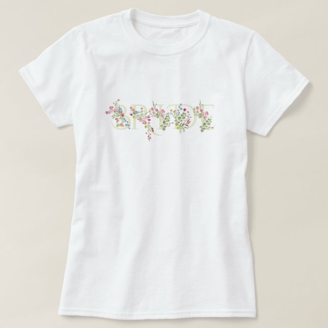 Camiseta elegante boda floral primavera NOVIA Despedida de  (Diseño del anverso)