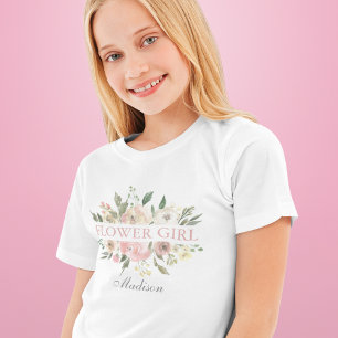 Camiseta Elegante Boda floral rosa Rubor Flor Niñas