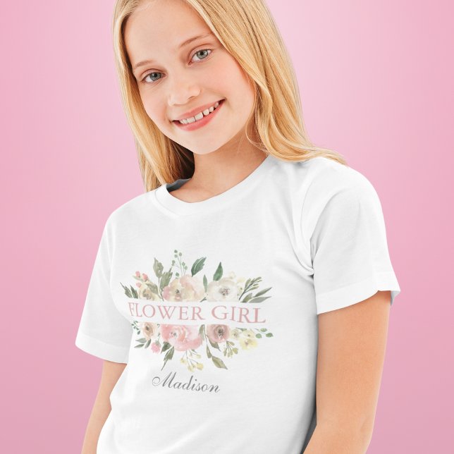 Camiseta Elegante Boda floral rosa Rubor Flor Niñas (Subido por el creador)