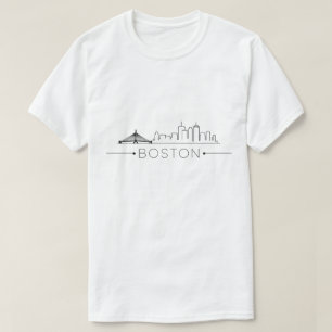 Camiseta Elegante Boston City Line Art, moderno Skyline urb