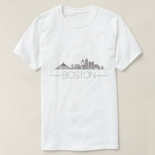 Camiseta Elegante Boston City Line Art, moderno Skyline urb