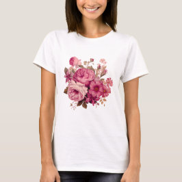 Camiseta Elegante Bouquet de flores rosadas | Rosa de cosec