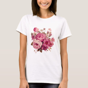 Camiseta Elegante Bouquet de flores rosadas Rosa de cosec
