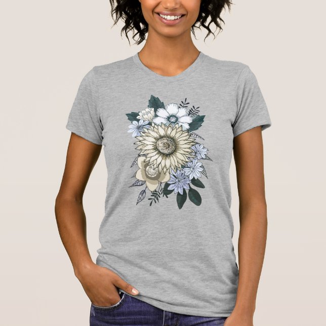 Camiseta Elegante Bouquet de girasol de las mujeres florale (Anverso)