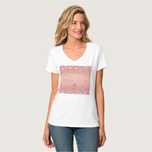 Camiseta Elegante Bridal Shower con Brillo Dorado Rosa de L
