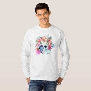 Camiseta Elegante buque floral Skull Dia de los Muertos