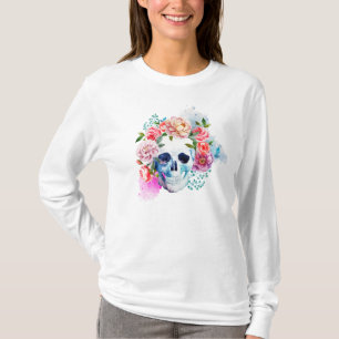 Camiseta Elegante buque floral Skull Dia de los Muertos