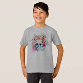 Camiseta Elegante buque floral Skull Dia de los Muertos