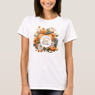 Camiseta Elegante Calabaza de color de agua Acción de Graci