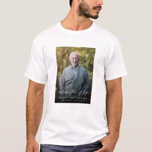 Camiseta Elegante Celebración de la Vida Guión Foto Funeral