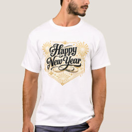 Camiseta Elegante celebración festiva de año nuevo en oro